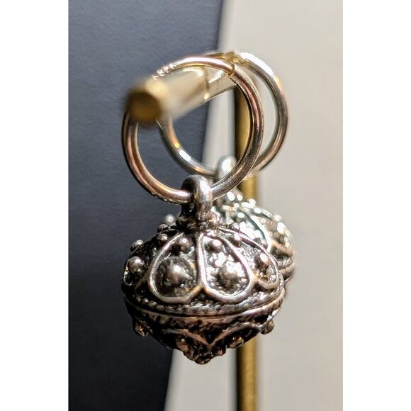 VTG 925 Italy SS Rope Chain Bali Ball Pendant & Hoop Dangle Earring Set 24.39g - Picture 4 of 10